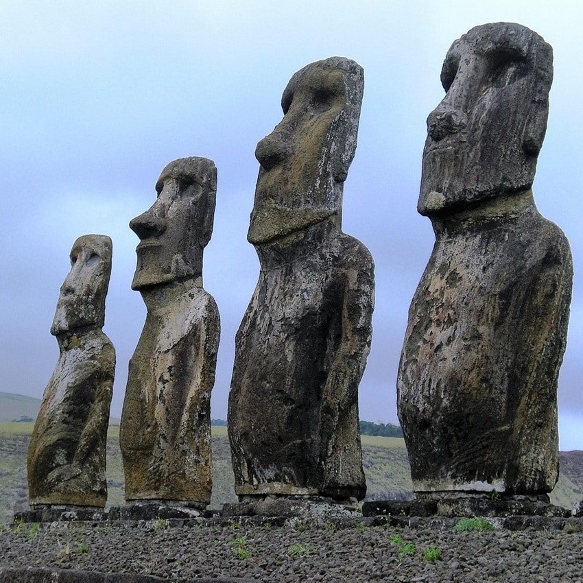 giant stone statues in Easter Island, Chile