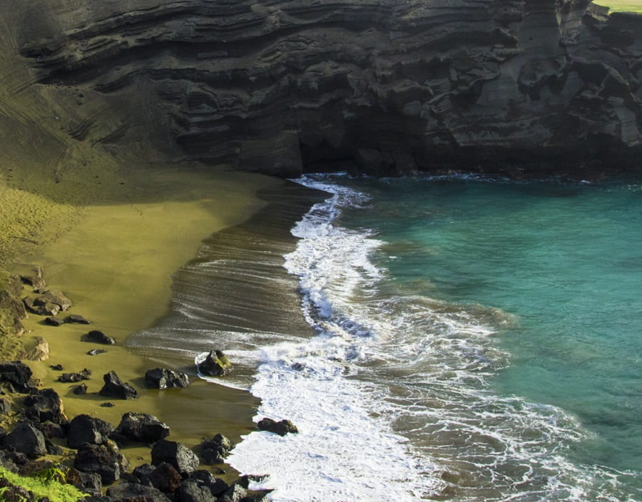 papakolea green sand beach, Hawaii