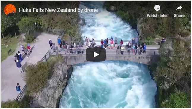 Beautiful View of Huka Falls in New Zealand with Drone Eyes