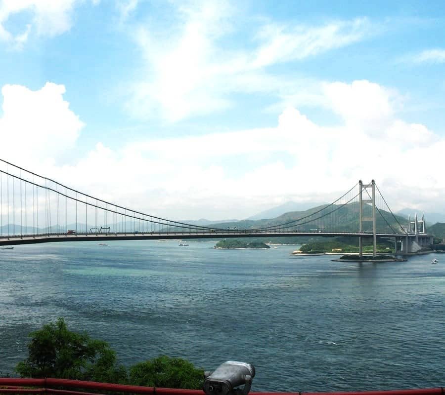 Beautiful view of Tsing Ma Bridge, Hong Kong