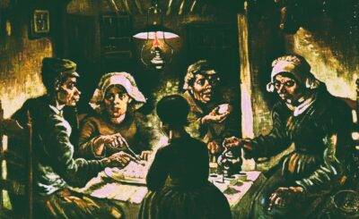 The Potato Eaters is a dark, moody painting of Vincent Van Gogh