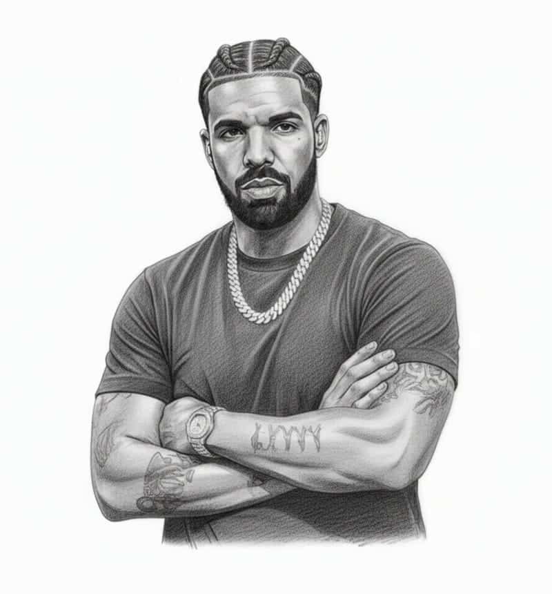 sketch of Drake Canadian rapper and singer