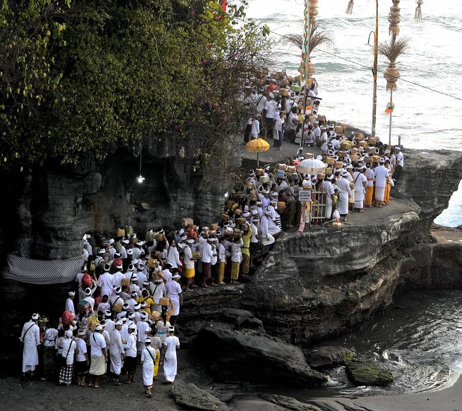 Hindus Devotees at Tanah Lot Temple, Bali