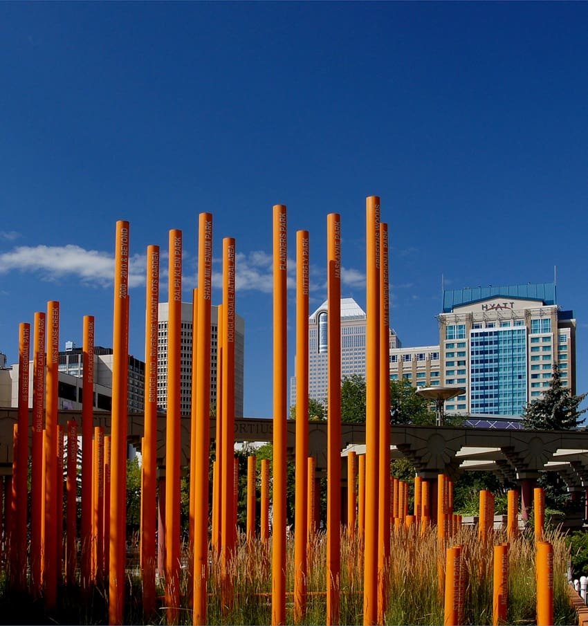 Olympic Plaza Orange Poles., Calgary Olympic Park