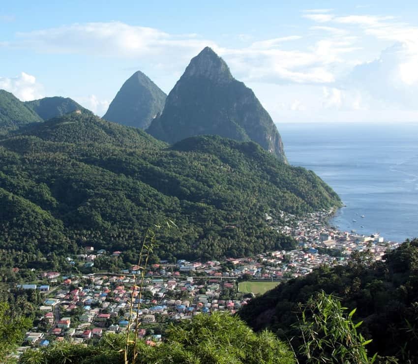 View of Pitons in Saint Lucia Island, Caribbean