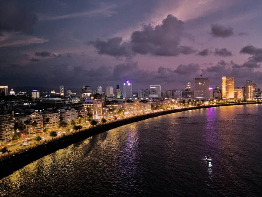 Mumbai skyline with Marine Drive at night