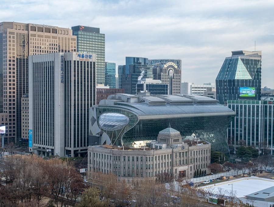 Seoul city skyline with modern architecture buildings