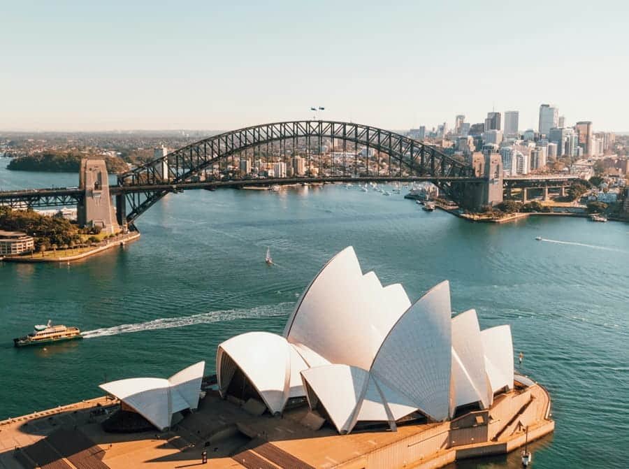 Sydney Opera House and Harbour Bridge waterfront view