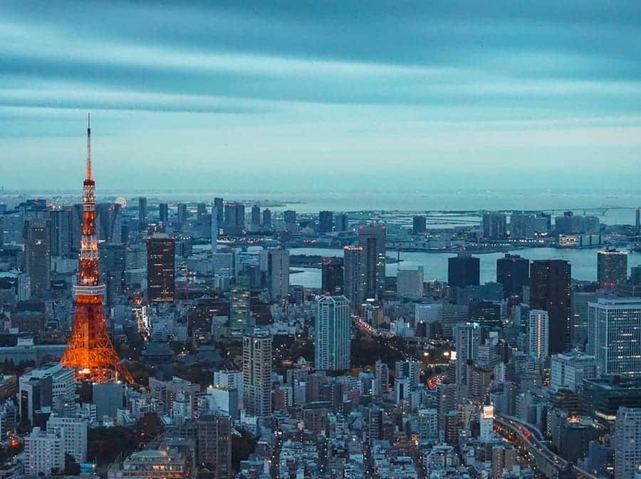 Tokyo skyline with Tokyo Tower at evening time