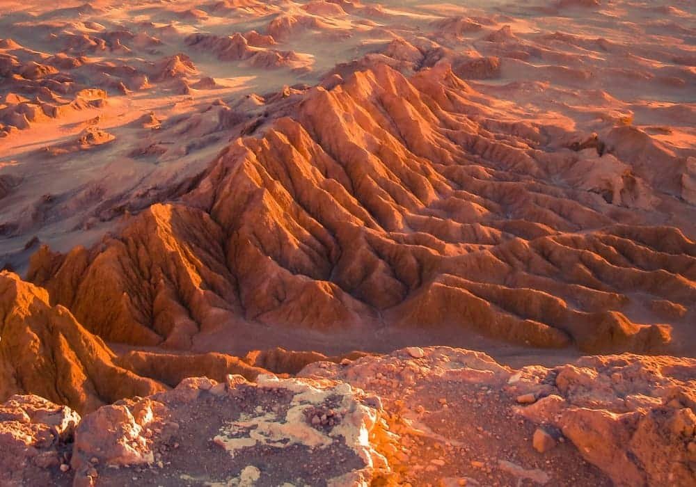 Atacama Desert Rocky Landscape at Sunset with Mars-Like Terrain