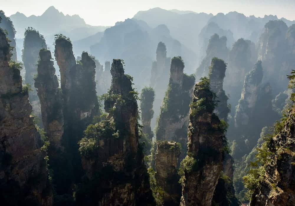 Sandstone Pillars in Zhangjiajie National Forest Park, China