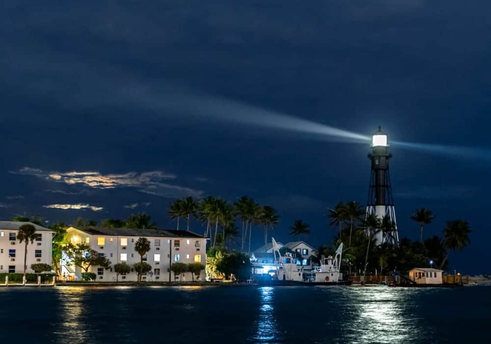 Beautiful Night View of Hillsboro Inlet Lighthouse