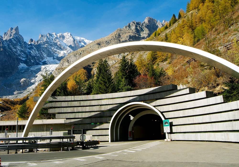 Mont Blanc Tunnel in Alps